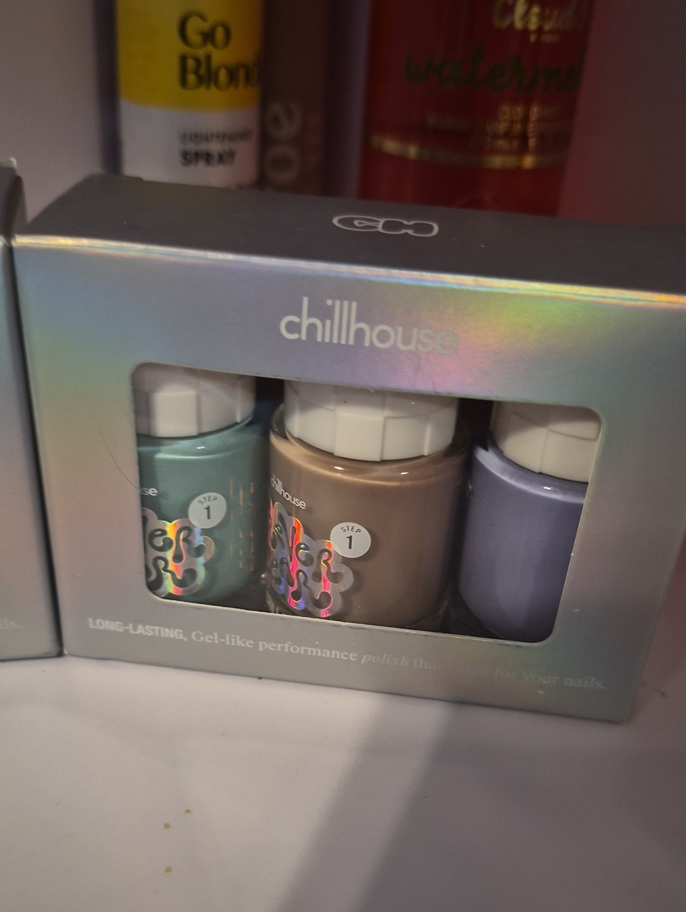 CHill House Nail Polish Trio — Teal, Beige, Lavender & Black White New